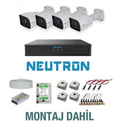 4 Kameralı Neutron AHD Kameralı 2MP Güvenlik Sistemi