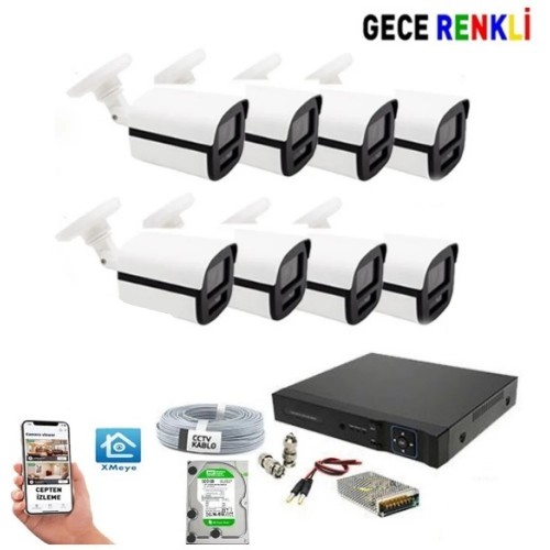 8 Kameralı 2MP FullHD AHD Güvenlik Seti St-08