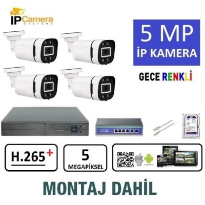 5 MP İP KAMERA 4 LÜ SET MONTAJ DAHİL