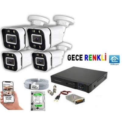 4 Kameralı Gece Renkli Güvenlik Seti icf-4050