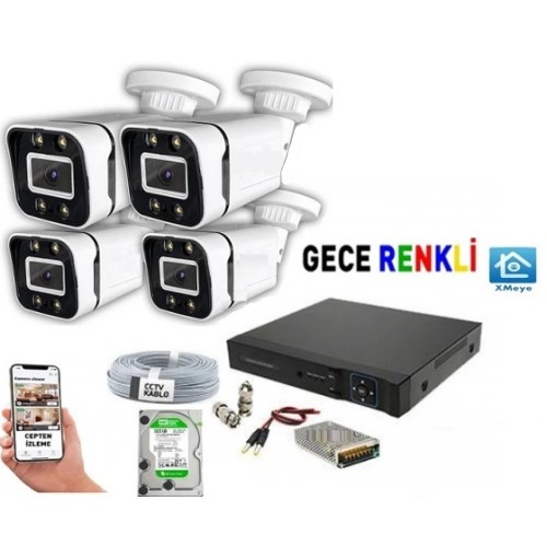 4 Kameralı Gece Renkli Güvenlik Seti icf-4050