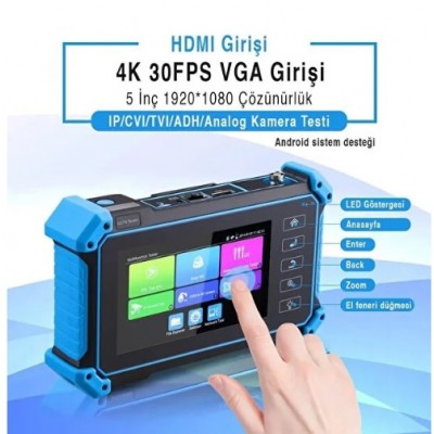 5 inç IP-HD-TVI-CVI-AHD Cctv Kamera Test Cihazı AC-990