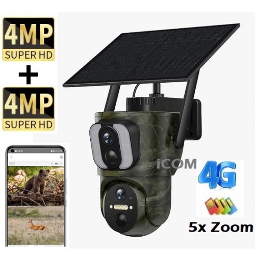 4G Çift Kameralı Solar Kamera 4MP 5x Zoom ICC-2060
