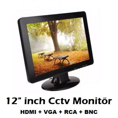 12 Inç Araç Ve Televizyon Lcd Bilgisayar Monitör Hdmı Vga Girişli Ekran