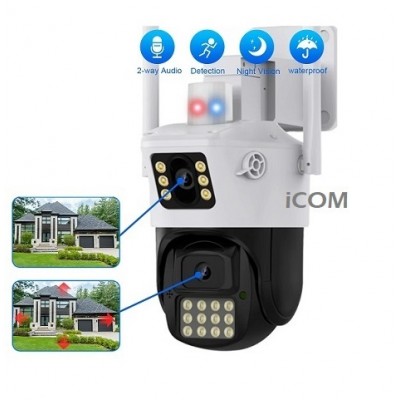 Çift Kameralı Wifi Kamera Polis Çakarlı 4MP ICS-1450
