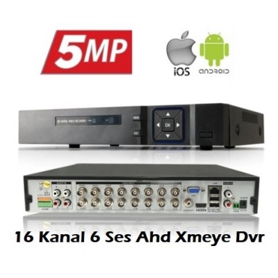 16 Kanal h265 plus 5MP 6 Ses Hibrit ahd Xmeye Kayıt Cihazı Cv-516