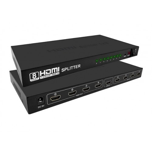 8 Port 4K HDMI Splitter Çoklayıcı Ultra Hd 2160P - Adaptörlü Metal Slim Kasa - 1 Giriş 8 Çıkış