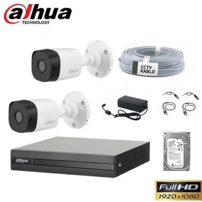 Dahua 2 Kameralı Hdcvi 1080p Bullet Paket Sistem