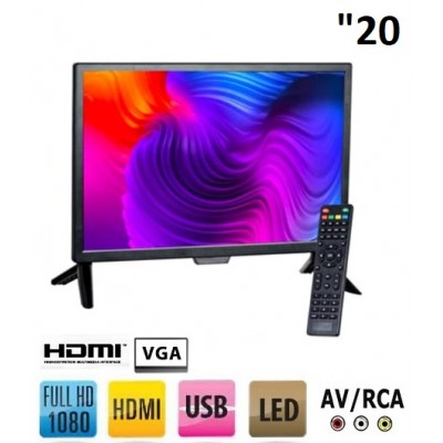 20 inç Monitör FullHD Vga-HDMI-AV-USB Led Tv ISS-2080