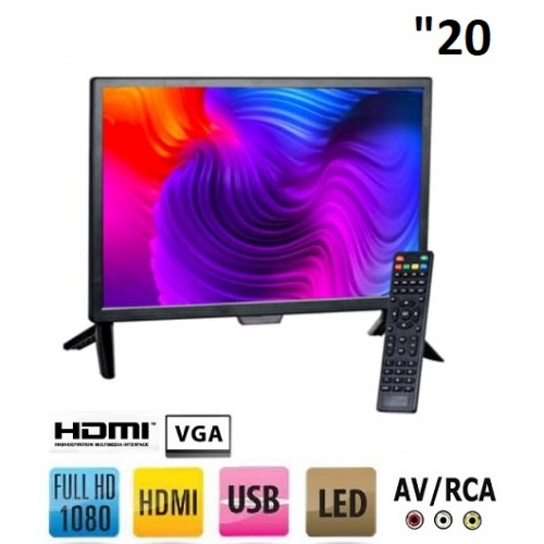 20 inç Monitör FullHD Vga-HDMI-AV-USB Led Tv ISS-2080