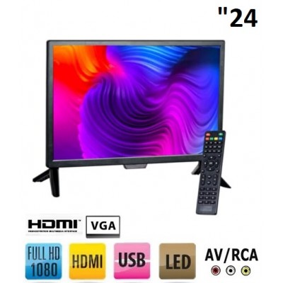 24 inç Monitör FullHD Vga-HDMI-AV-USB Led Tv ISS-209