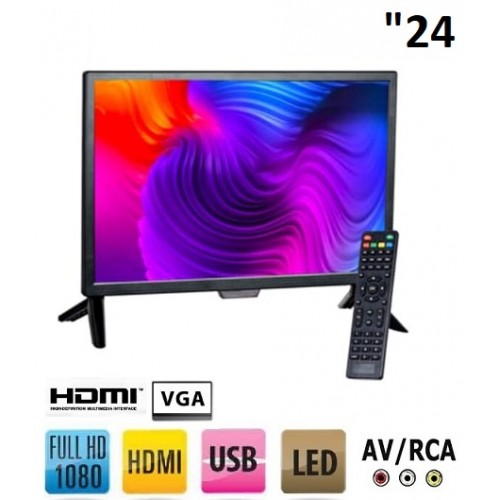 24 inç Monitör FullHD Vga-HDMI-AV-USB Led Tv ISS-209