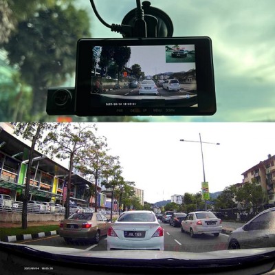 3 Kameralı Dokunmatik Araç Dvr 1080p Yol, Araç içi, Geri Vites Kamera ICR-3054