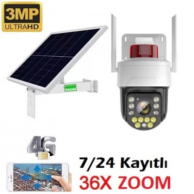 3MP 4G 36X Zoom Solarlı Sim Kartlı PTZ Kamera ICC-1077