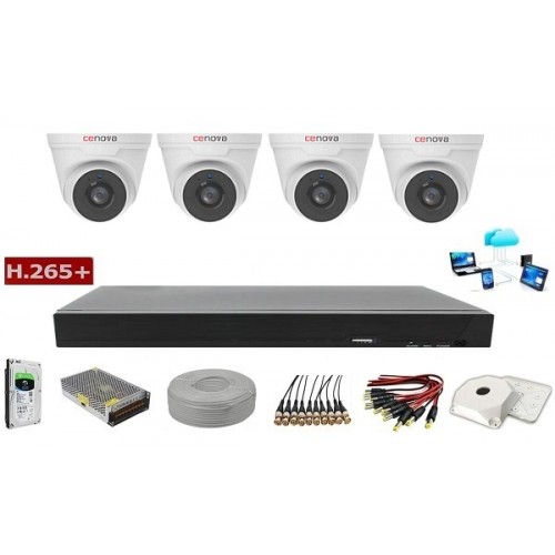 Cenova 4 Kameralı İçortam 2MP Güvenlik Seti C-12