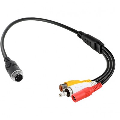 4PIN-RCAE 4 Pin Erkek - RCA Görüntü Dişi + RCA Ses Erkek + DC Dişi Çevirici Kablo