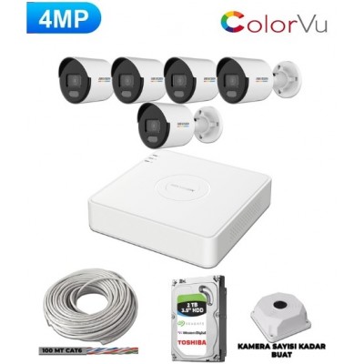 Hikvision 6 Kameralı 4mp Colorvu İp Kamera Seti Sesli 2tb
