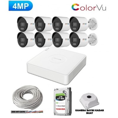 Hikvision 8 Kameralı 4mp Colorvu İp Kamera Seti Sesli 2tb