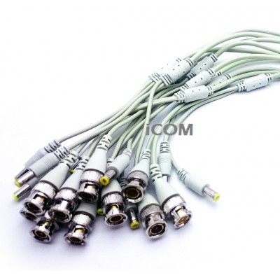 İcom Bnc Power Jak Fişli Güvenlik Kamera Kablosu Gri 10 Adet