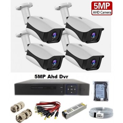 5MP UltraHD 4 Kameralı AHD Güvenlik Kamera Seti ICS-9804