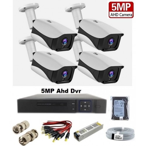 5MP UltraHD 4 Kameralı AHD Güvenlik Kamera Seti ICS-9804