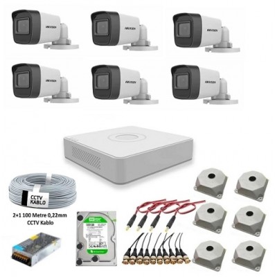 Hikvision 6 Kameralı Dış Ortam Güvenlik Kamera Seti