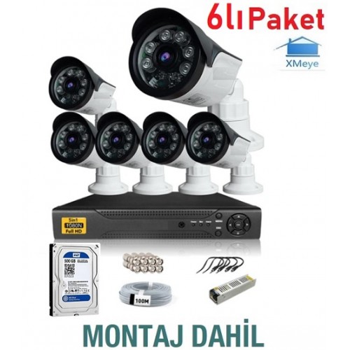 6 Kameralı XMEYE Paket Güvenlik Sistemi MONTAJ DAHİL ICM-6 