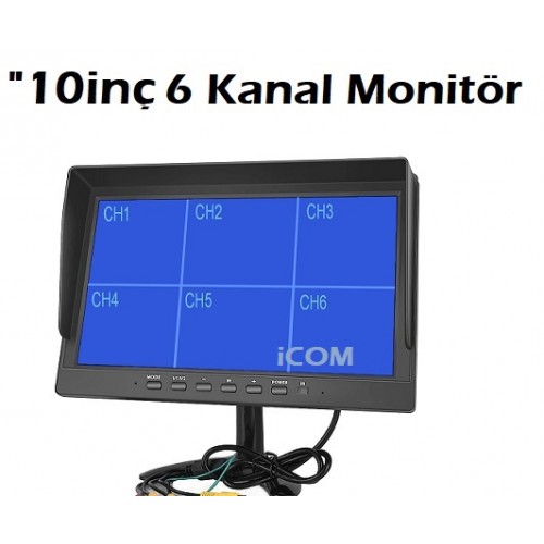 10 inç 6 Kanal Quad Araç Monitörü
