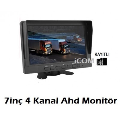 7 inç 4 Kanal Ahd Quad Araç Monitörü Sd Kart Girişli IWC-2107