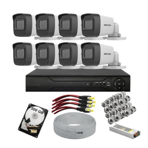 8 Kameralı Hikvision Güvenlik Kamerası Seti-500GB AC-690