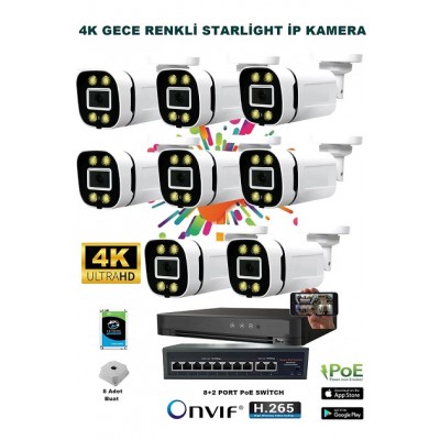 8 Kameralı 4K ULTRAHD 1440P IP Kamera Seti ST-640