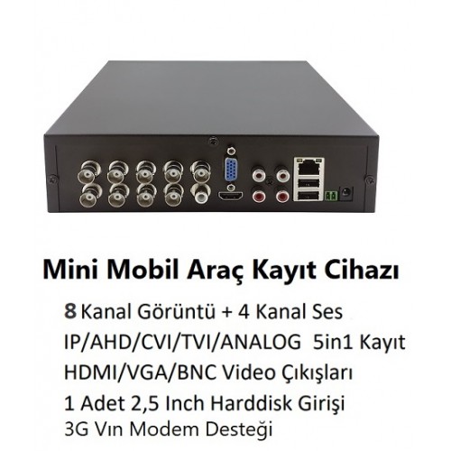 8 KANAL AHD 5 in1 Mini Mobil Kayıt Cihazı
