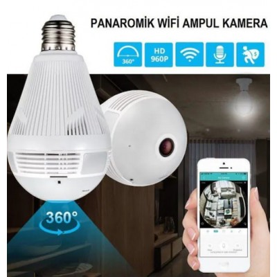 Panaromik 360 derece IP Kamera Ampul Kamera WIFI