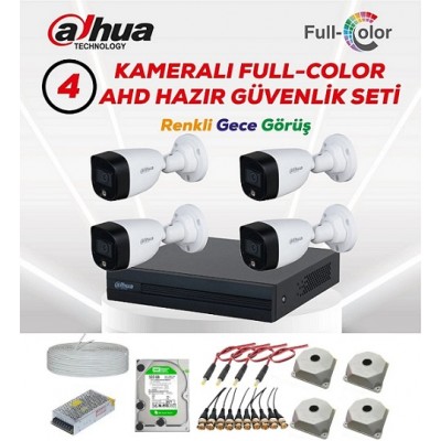 Dahua 4 Kameralı Full Color 7/24 Renkli Kamera Seti 500GB HDD
