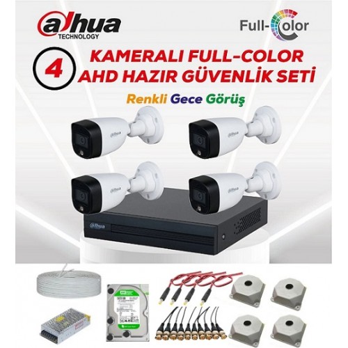 Dahua 4 Kameralı Full Color 7/24 Renkli Kamera Seti 500GB HDD