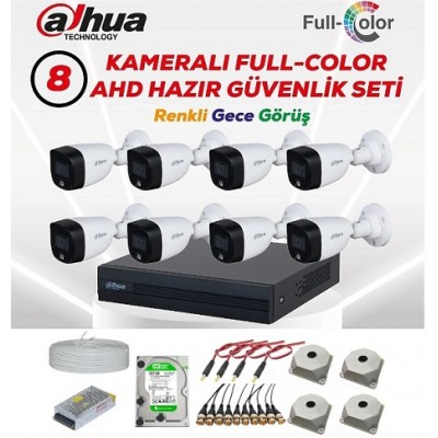 Dahua 8 Kameralı Full Color 7/24 Renkli Kamera Seti 1TB HDD