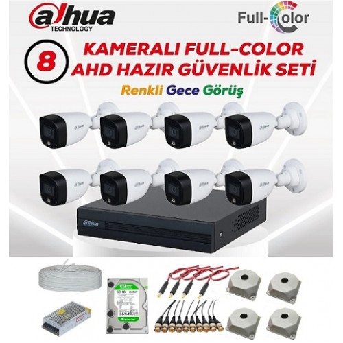 Dahua 8 Kameralı Full Color 7/24 Renkli Kamera Seti 1TB HDD