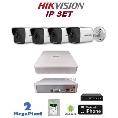 4 Kameralı Hikvision IP Poe Nvr lı Kamera Seti