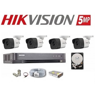 4 Kameralı 5MP HD Tvi Hikvision Güvenlik Kamera Seti