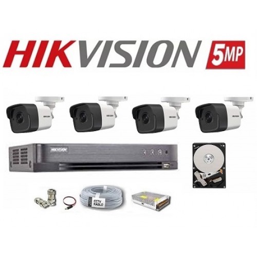 4 Kameralı 5MP HD Tvi Hikvision Güvenlik Kamera Seti