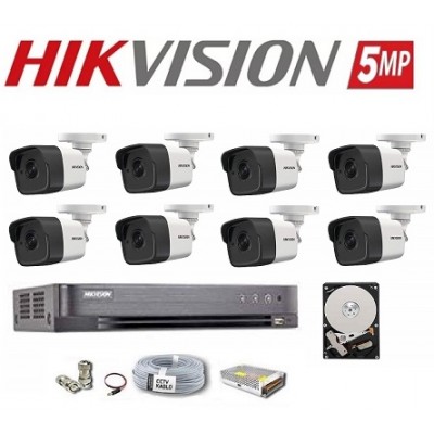 8 Kameralı 5MP Hikvision Hdtvi Güvenlik Kamera Seti