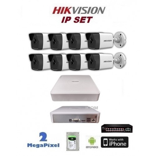 8 Kameralı 2MP Hikvision IP Nvr Güvenlik Seti icomg-8880