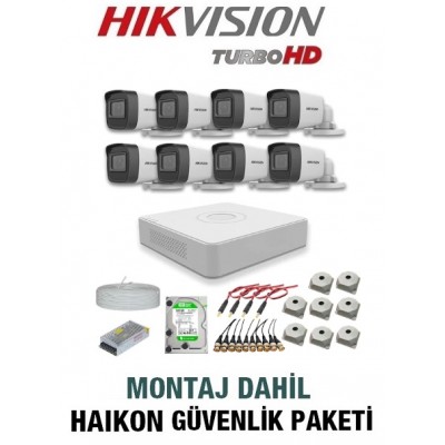 Hikvision 8 Kameralı Güvenlik Sistemi MONTAJ Dahil H-80