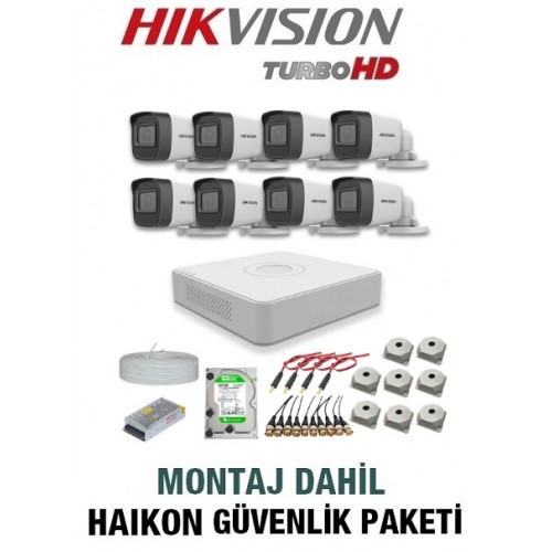 Hikvision 8 Kameralı Güvenlik Sistemi MONTAJ Dahil H-80