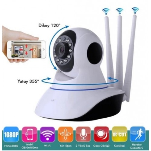 2 MP Kablosuz 3 Antenli Ip Bebek Kamerası 1080p T-24