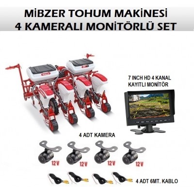 Mibzer Havalı Tohum Makinesi 4 Kameralı Araç Kamera Seti