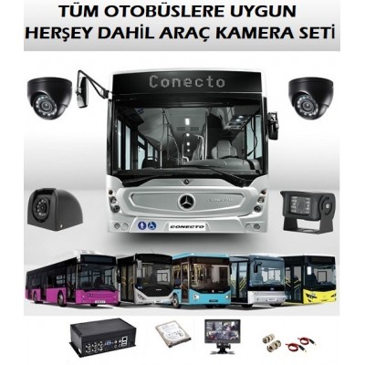 4 Kameralı Kayıtlı Otobüs Kamera Seti