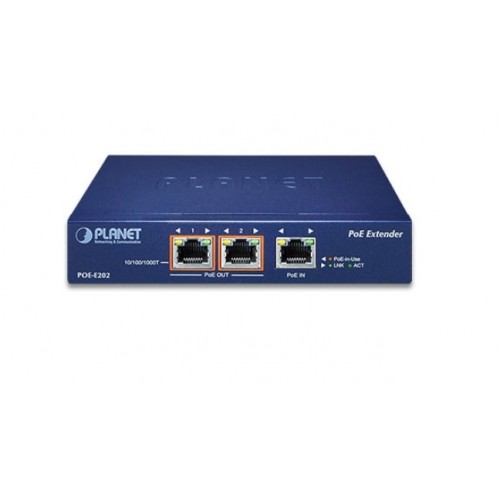 Planet 1-Port 802.3 at PoE + to 2 port 802.3 AF/AT Gigabit PoE Extender 100 metre