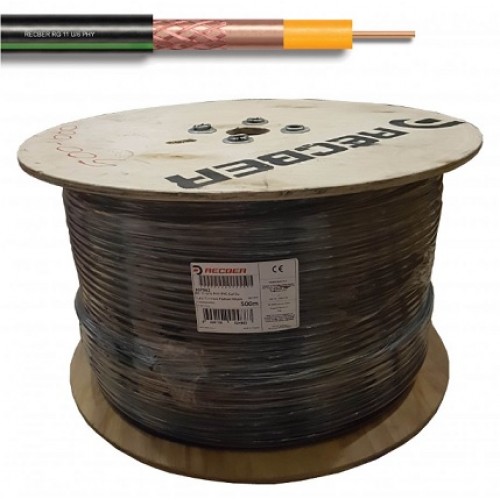 Reçber RG6 U6 Cu/Cu ClassB Siyah/Yeşil 500mt. Anten Kablosu