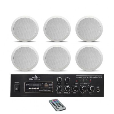 Tavan Hoparlör ve Amfi Ses Sistemi Paketi Trafolu 6'lı ICM-401